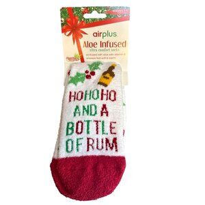 Womens Aloe Infused Ultra Comfort Christmas Socks HoHoHo & Bottle Of Rum AirPlus